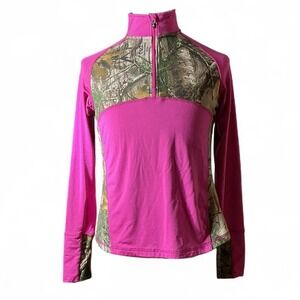 Legendary Whitetails Womens Pink Camo Quarter‎ Zip Long Sleeve Baselayer